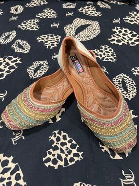 Multicolor Beaded Women’s Moccasins - Tan Trim